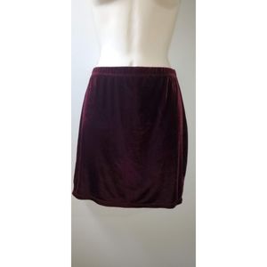Velour maroon tight fitted mini skirt